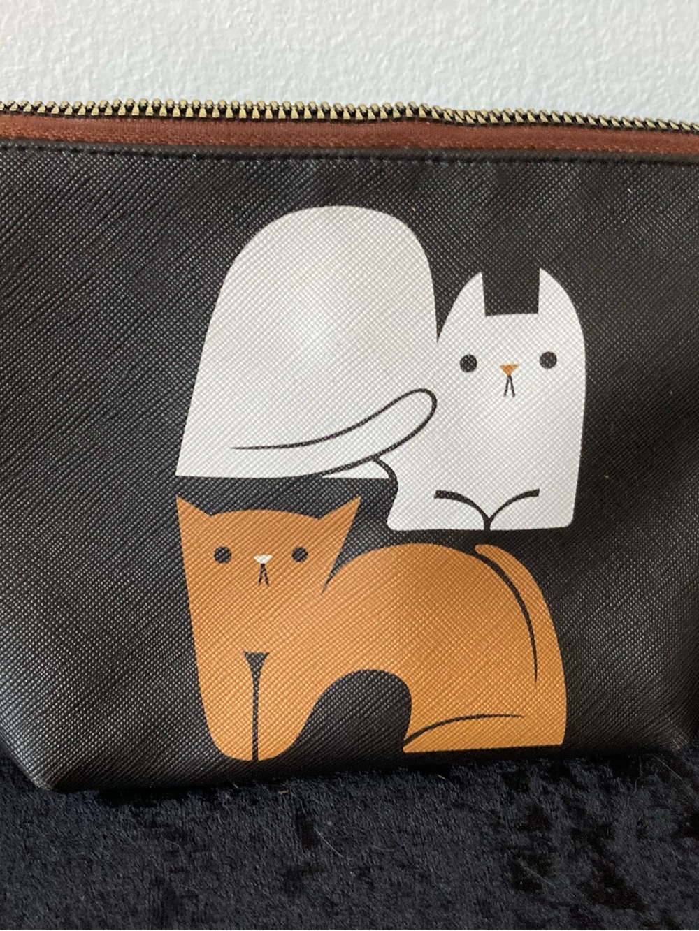 Kitty Cat Print Zipper Makeup Bag Pouch - White & Orange Cats OCS Designs